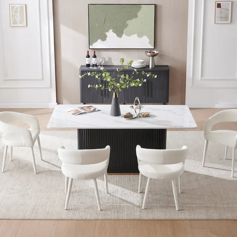 Modern Fort Boucle Upholstered Dining Chair (Set of 6)