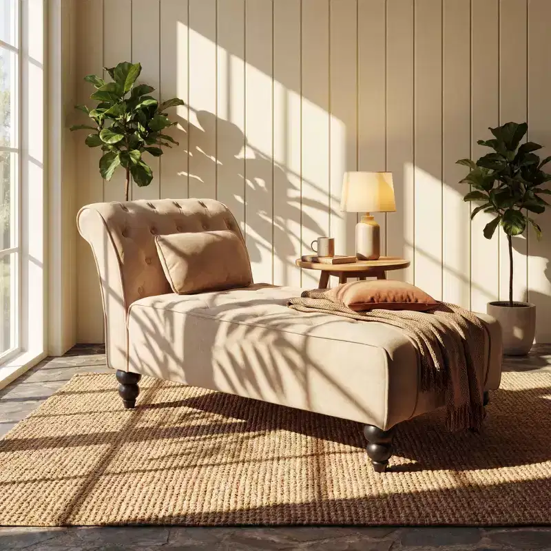 Christopher Knight Home Stroup Modern Glam Upholstered Chaise Lounge with Button-Tufted Diamond Stitch