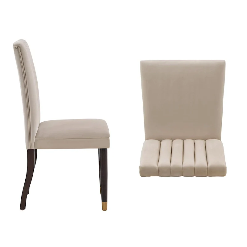 Velvet Channel Back Dining Chairs Set of 2 - Upholstered