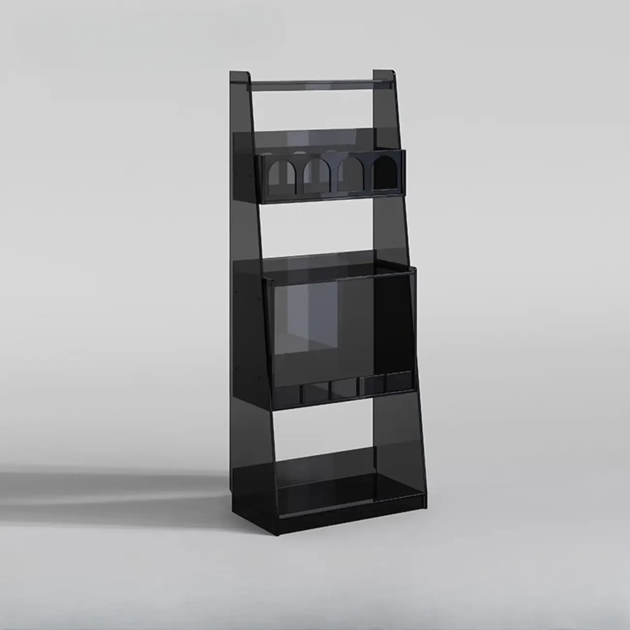 Narrow 4-Tier Black Acrylic Ladder Bookcase