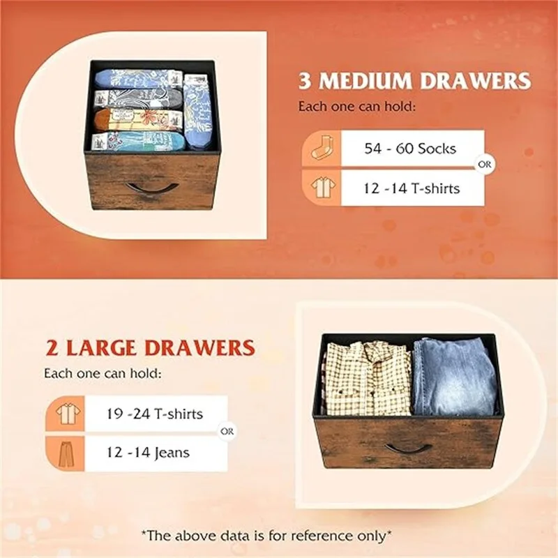 5-Drawer Fabric Dresser with Steel Frame