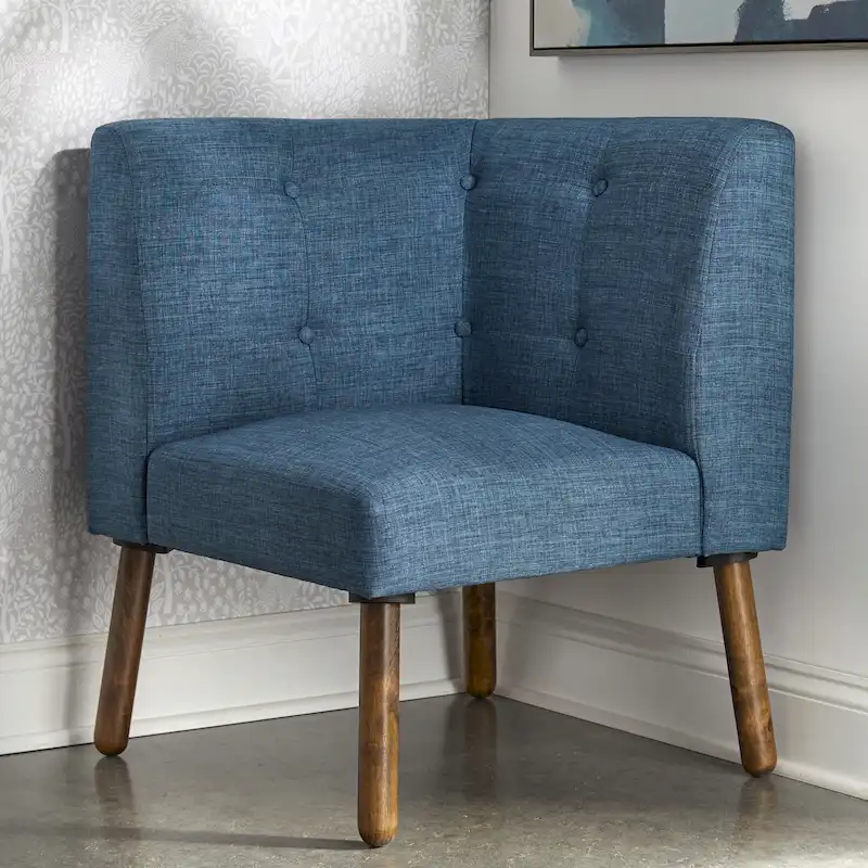 Wood Fabric Corner Accent Chair