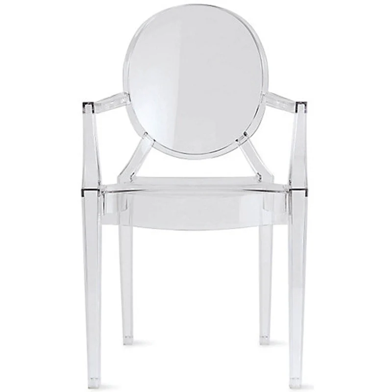 Stackable Acrylic Dining Chair, Oval Back Ghost Kitchen Patio Vanity Armchair for Indoor or Outdoor Use, Clear