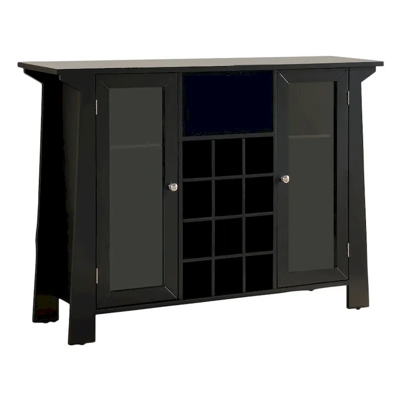 Black Open-Rack Wine Cabinet, Single-Unit Style
