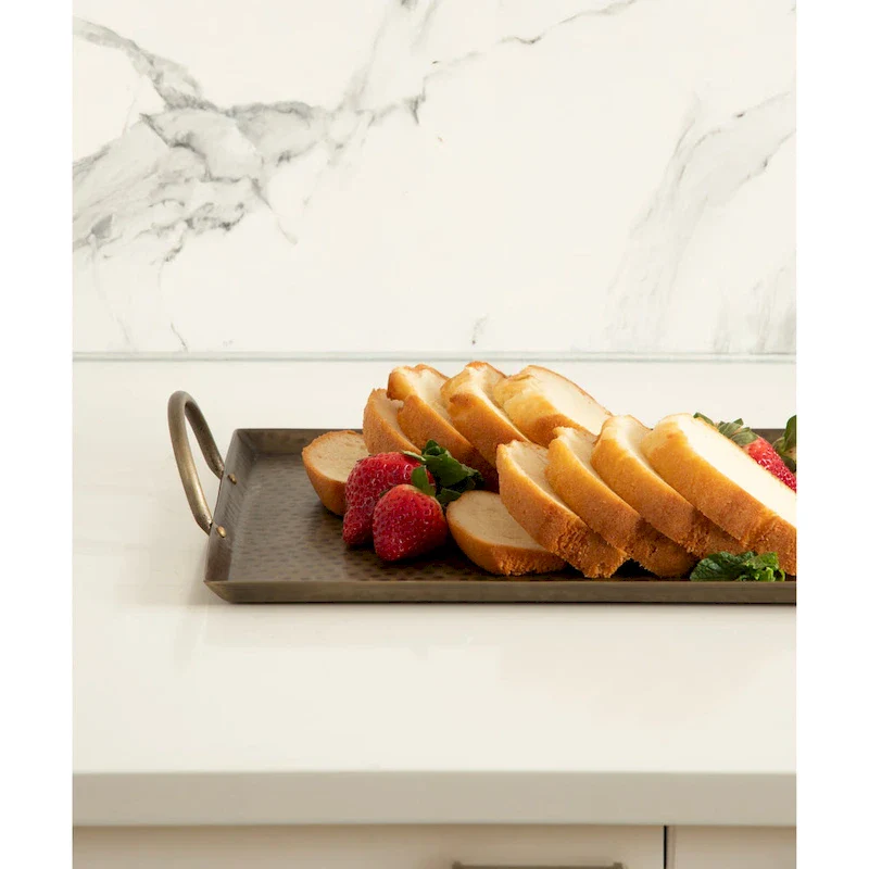 Kate and Laurel Sanzo Hammered Rectangle Metal Tray