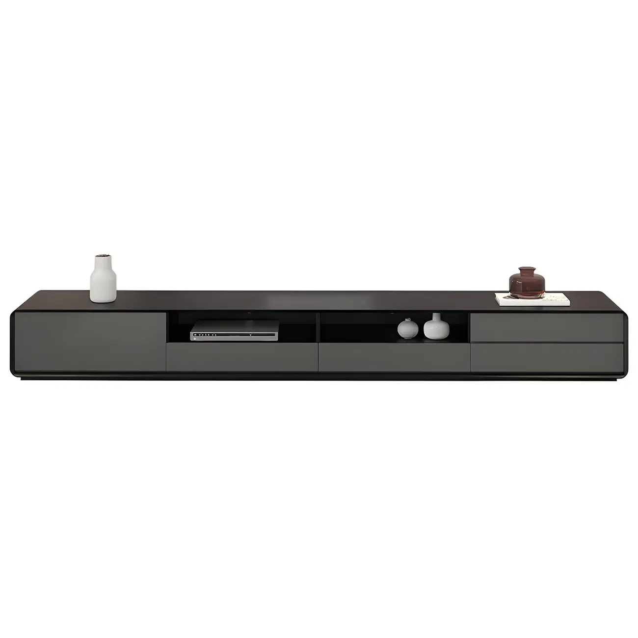 Modern Wooden TV Stand with Open Storage for Living Room