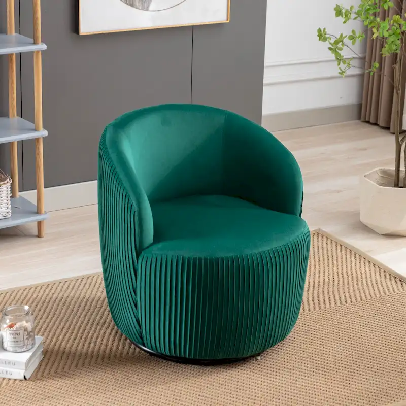 Ouyessir Accent Upholstered Round Velvet 360 Degree Swivel Sofa Chairs