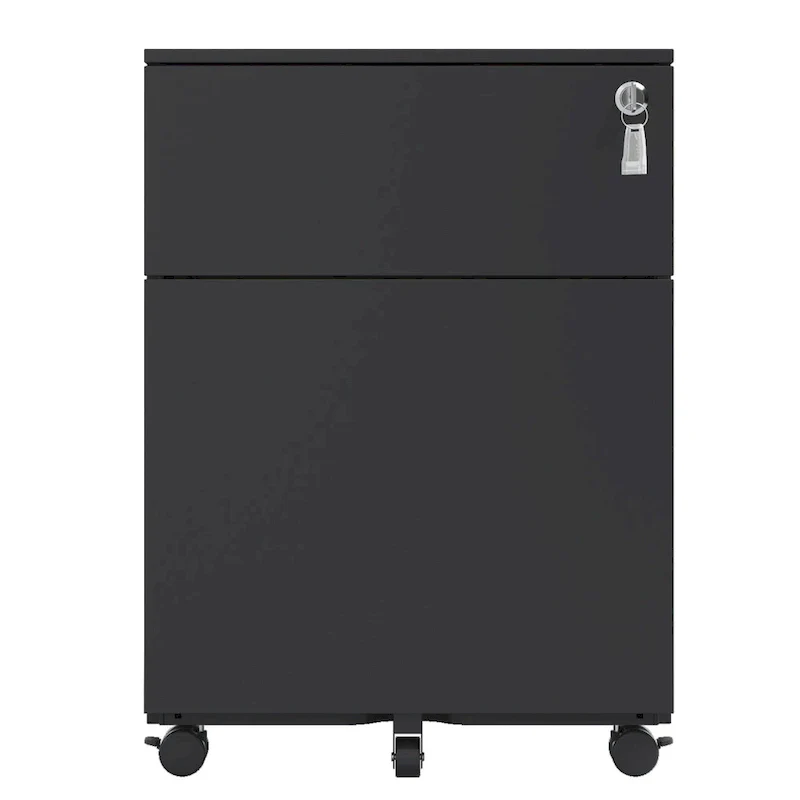 2 Drawer Mobile File Cabinet with Lock Steel File Cabinet for Legal/Letter/A4/F4 Size