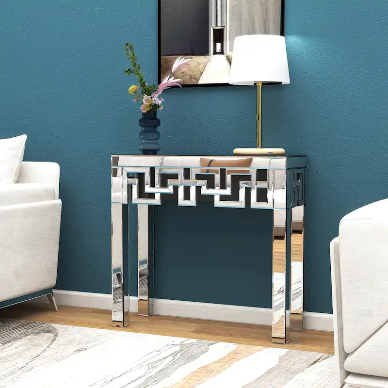 Modern Grecian Venetian Mirrored Console Table