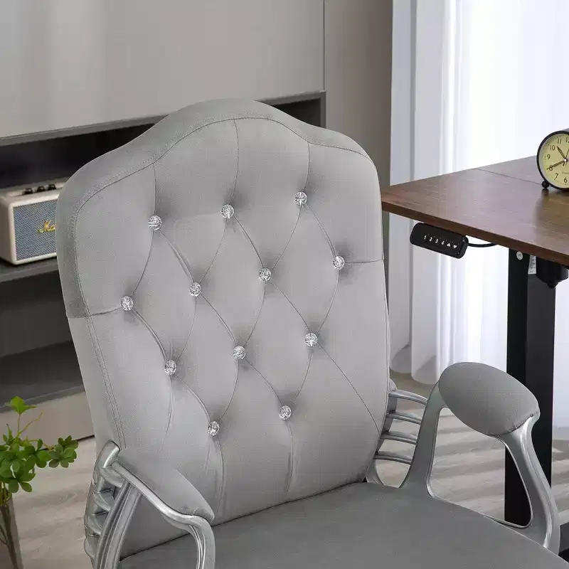 Velvet Office Chair Desk Chair with 360 Degree Swivel Wheels Adjustable Height Tilt Function