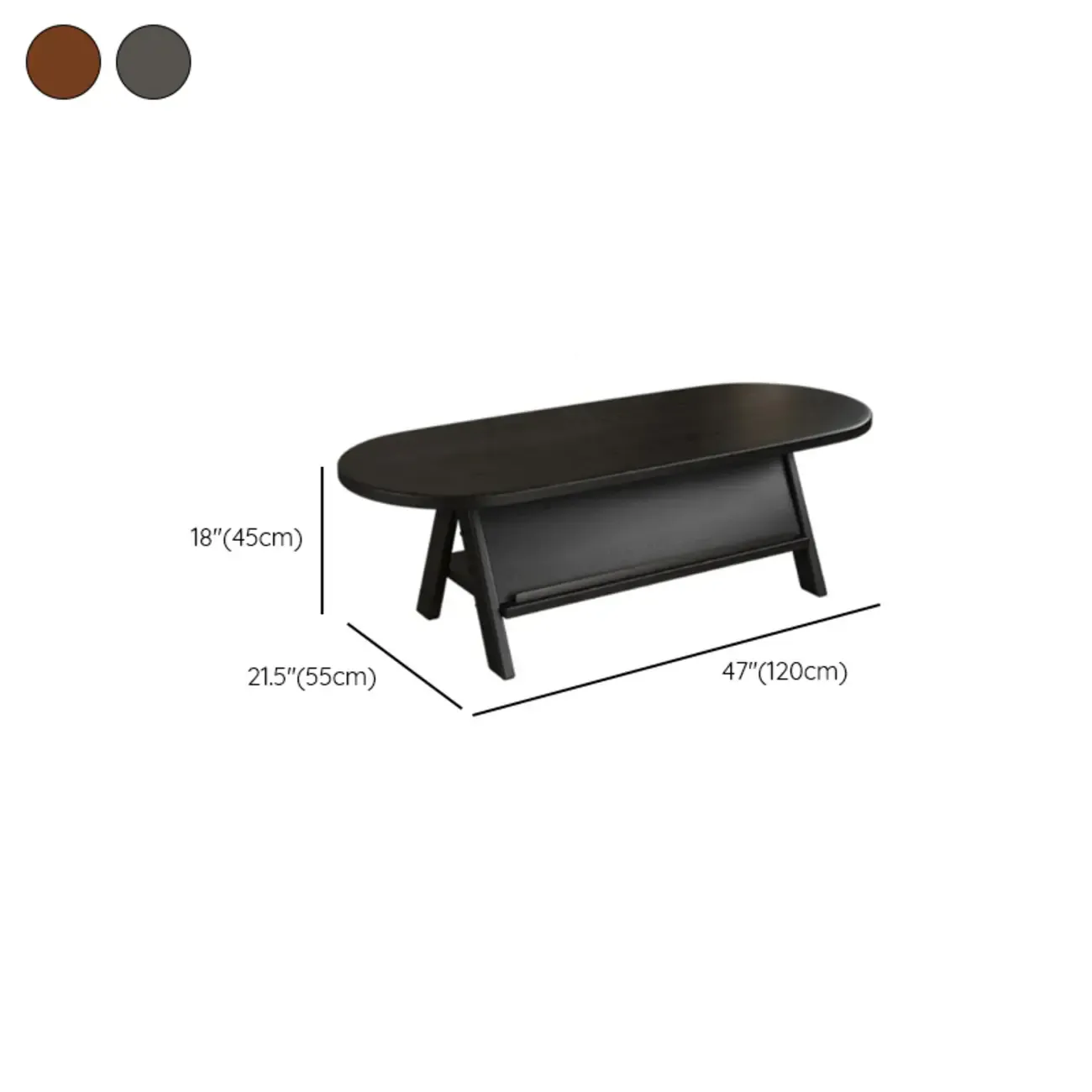 Classic Wooden Oval Coffee Table with Tilt Shelf
