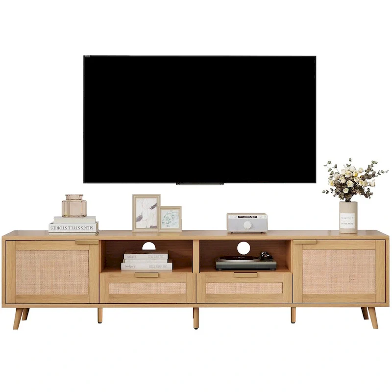 Modern Farmhouse Media Console with Solid Wood Legs