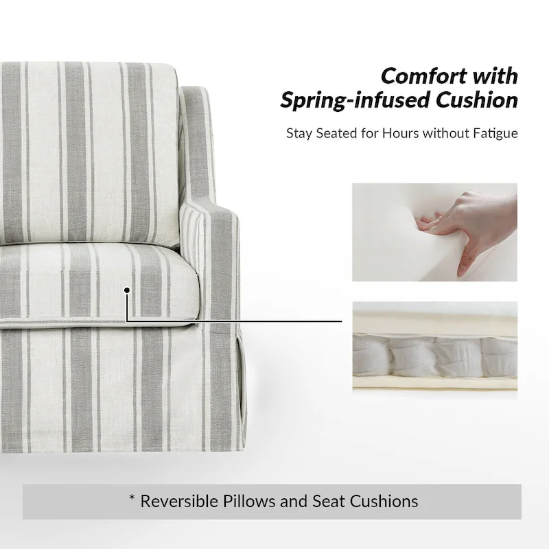 Stan Farmhouse Slipcover Rocking Swivel Chair by HULALA HOME