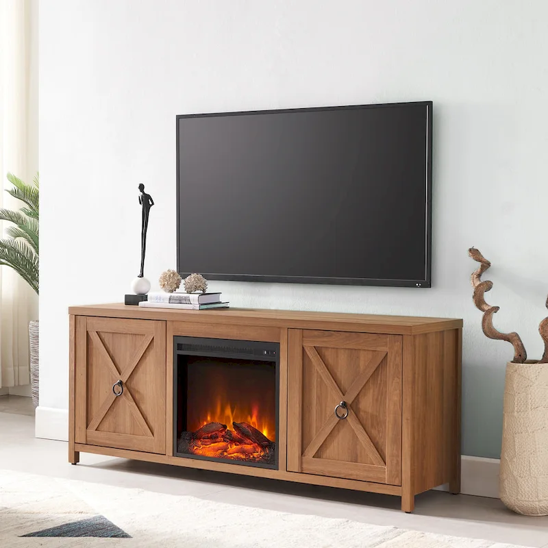 Granger 58  TV Stand with Log Fireplace Insert