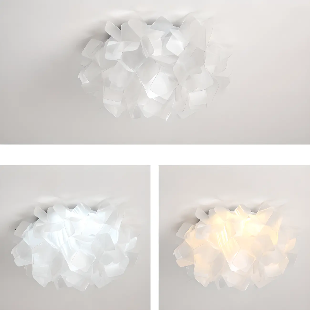 Art Deco White Geometric Plastic LED Flush Mount Ceiling Light