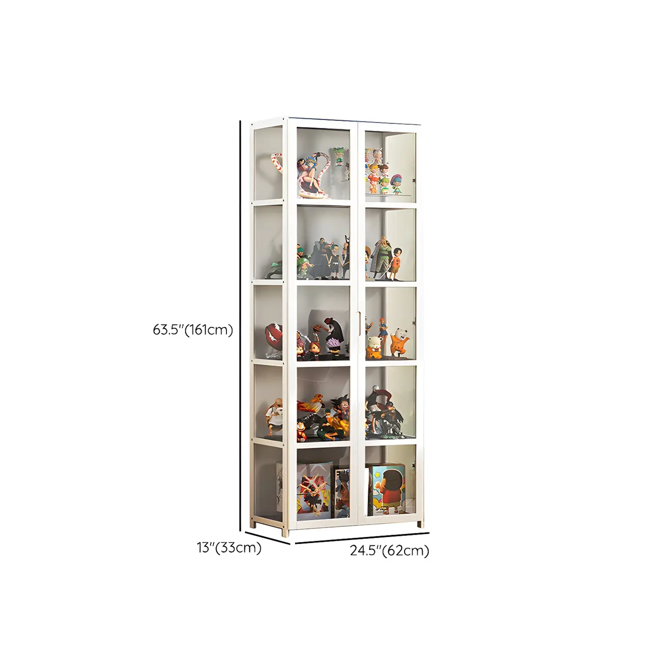 White Modern Bamboo Clear Figure Curio Cabinet