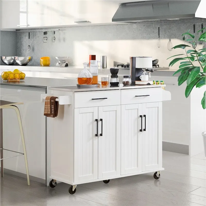 Yaheetech Large Kitchen Island Cart with Stainless steel tabletop