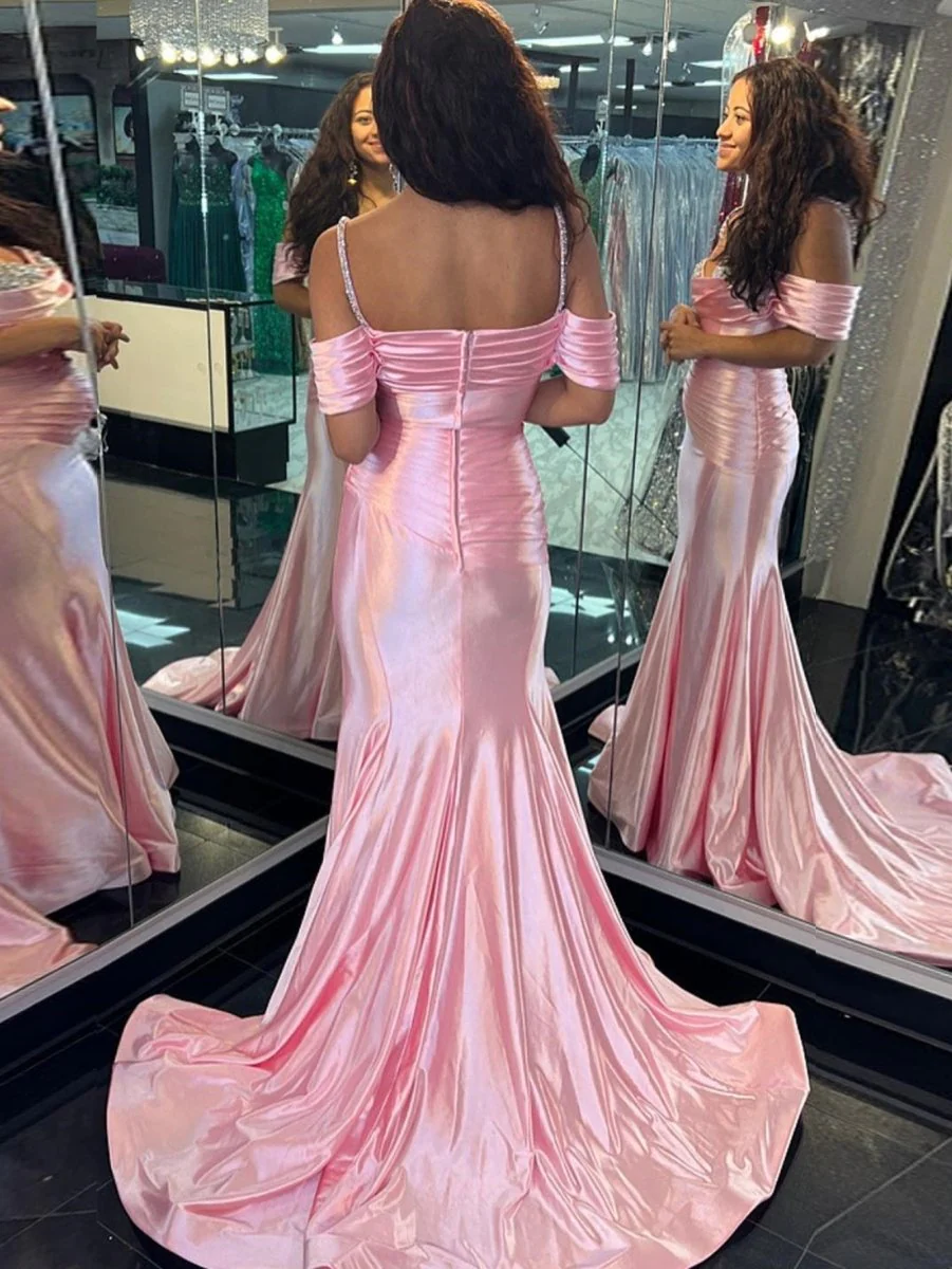 Pink Sweetheart Neck Long Mermaid Prom Dress