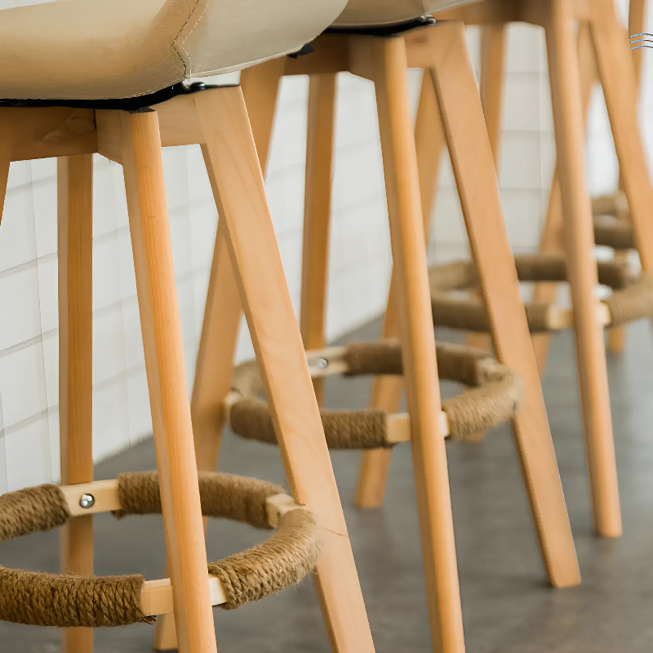 Scandinavian Wood Plush Seat Comfy Design Bar Stool