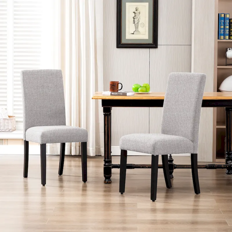 Grandview Upholstered Linen Fabric Dining Chair (Set of 2)