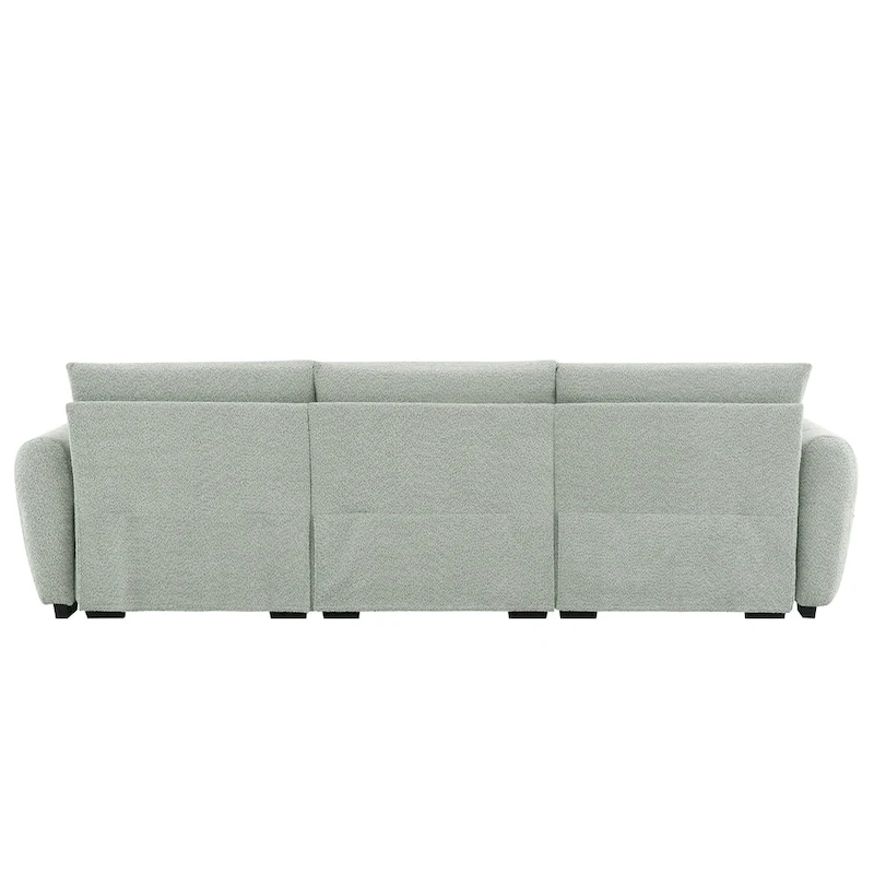 100 L-Shaped Sofa Boucle Fabric Couch with Movable Ottoman