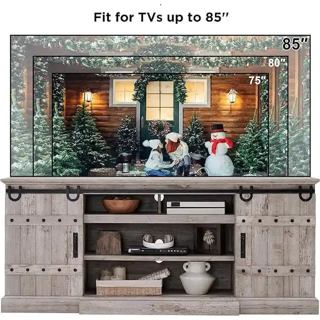 Modern Grey Sideboard Buffet Cabinet with 3 Drawers & Adjustable Shelves