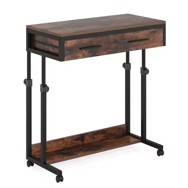 Lantine Portable Desk with Drawers, Mobile Laptop Desk with Wheels, Small Standing Desk for Home Office