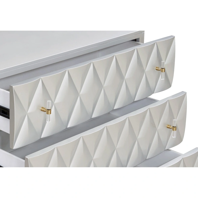 Metallic Silver and Champagne 3-Drawer Console Cabinet