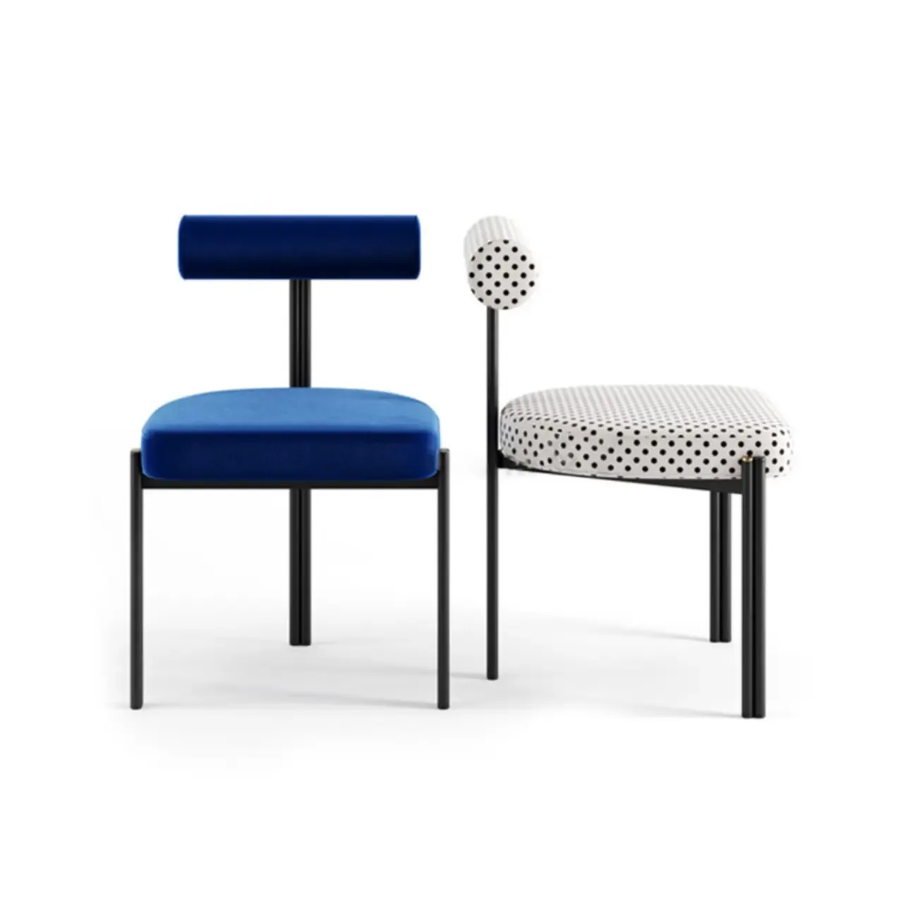 Grid Pattern Upholstered Armless Low Back Dining Chairs