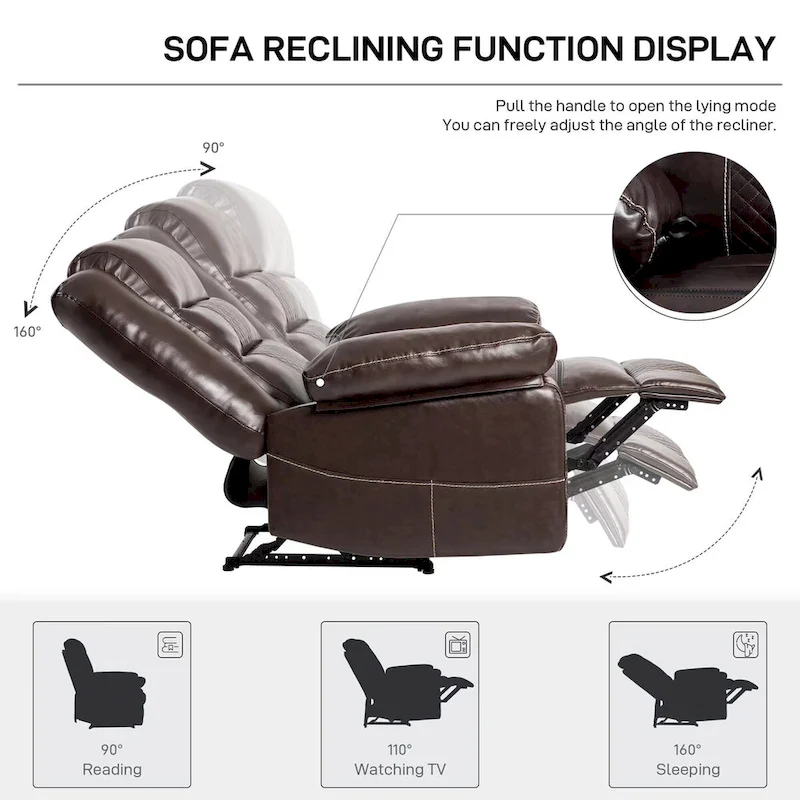 Breathable Leather Massage Recliner Chair Manual Living Room Reclining Sofa