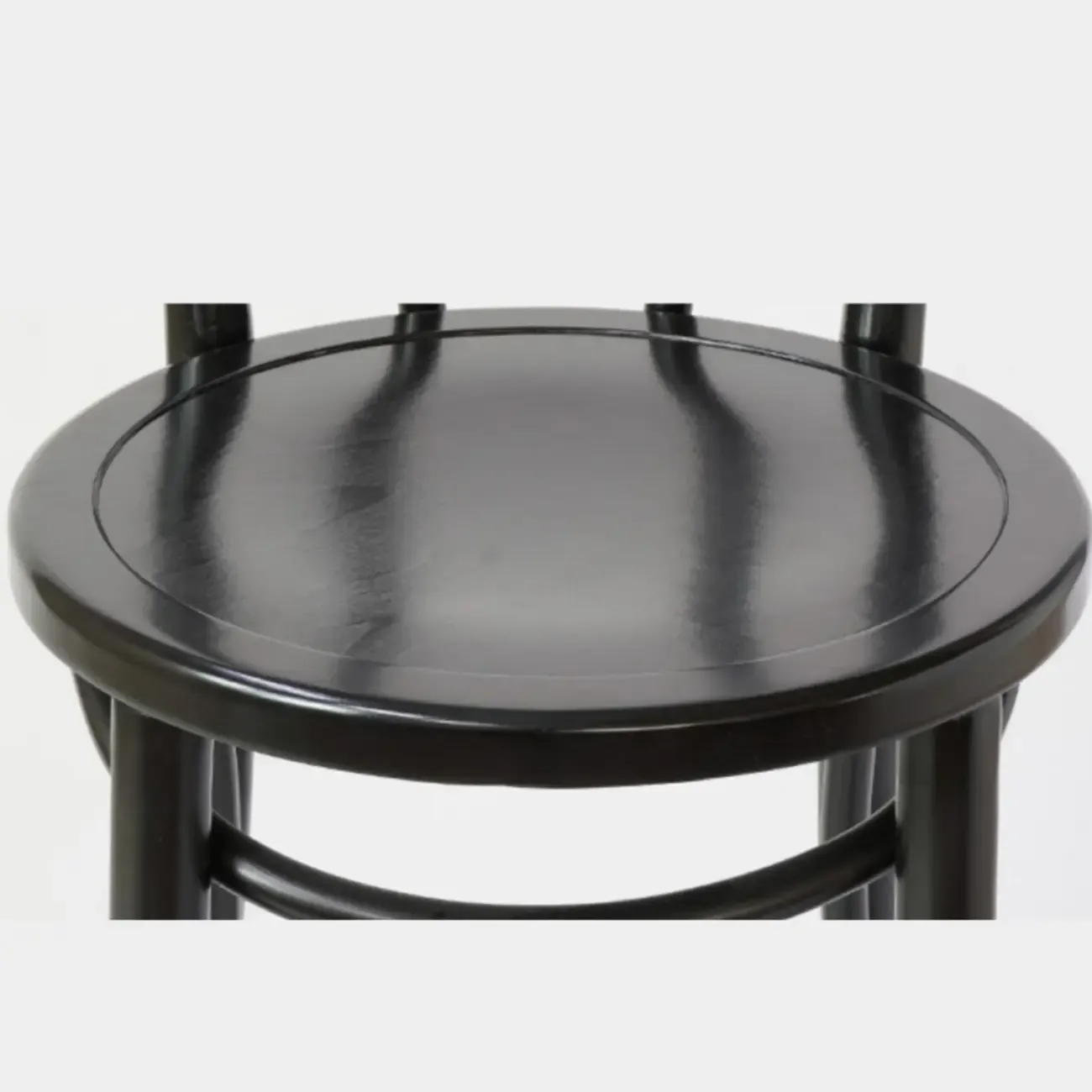 Walnut Beech Wood Leather Seat Bar Stools with Back