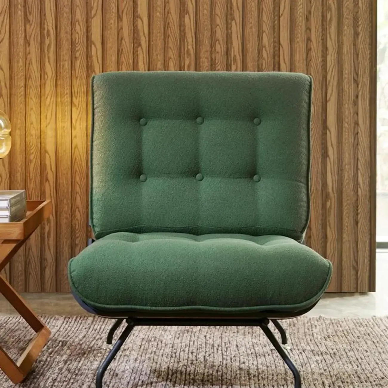 Traditional Tufted Mohair Reclining Accent Chair