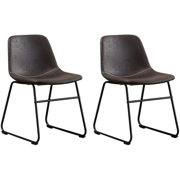Modern Faux Leather Dining Chairs with Metal Frame (Set of 2) - 24 H x 14.5 W x 20.8 D