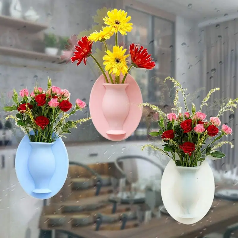 Flower Pot Silicone Sticky Vase 3PCs Hanging all-Mounted Flower