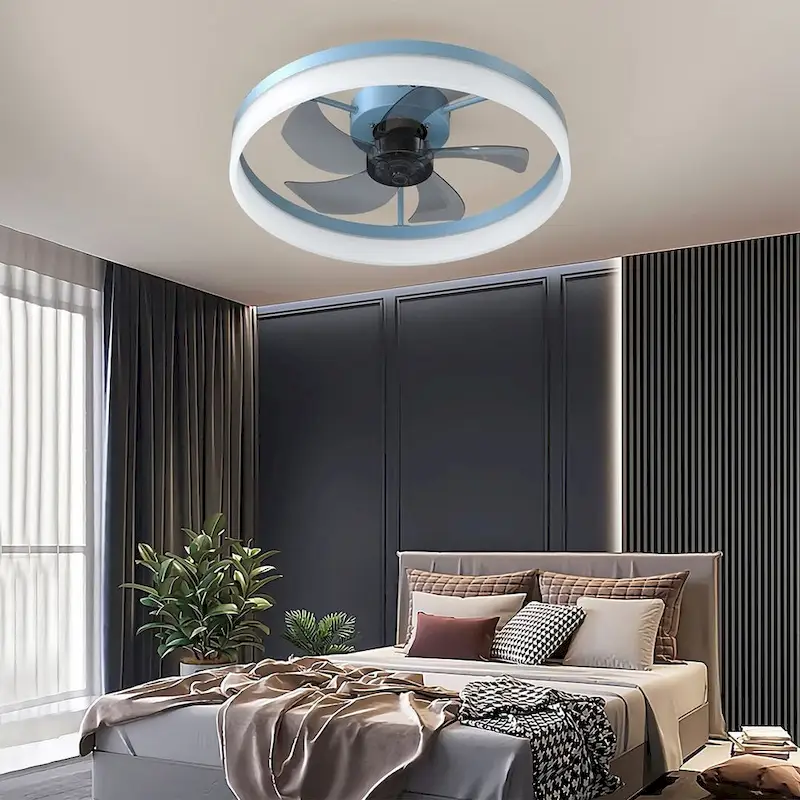 Modern Dimmable LED Recessed Mount Ceiling Fan Light with Remote Control