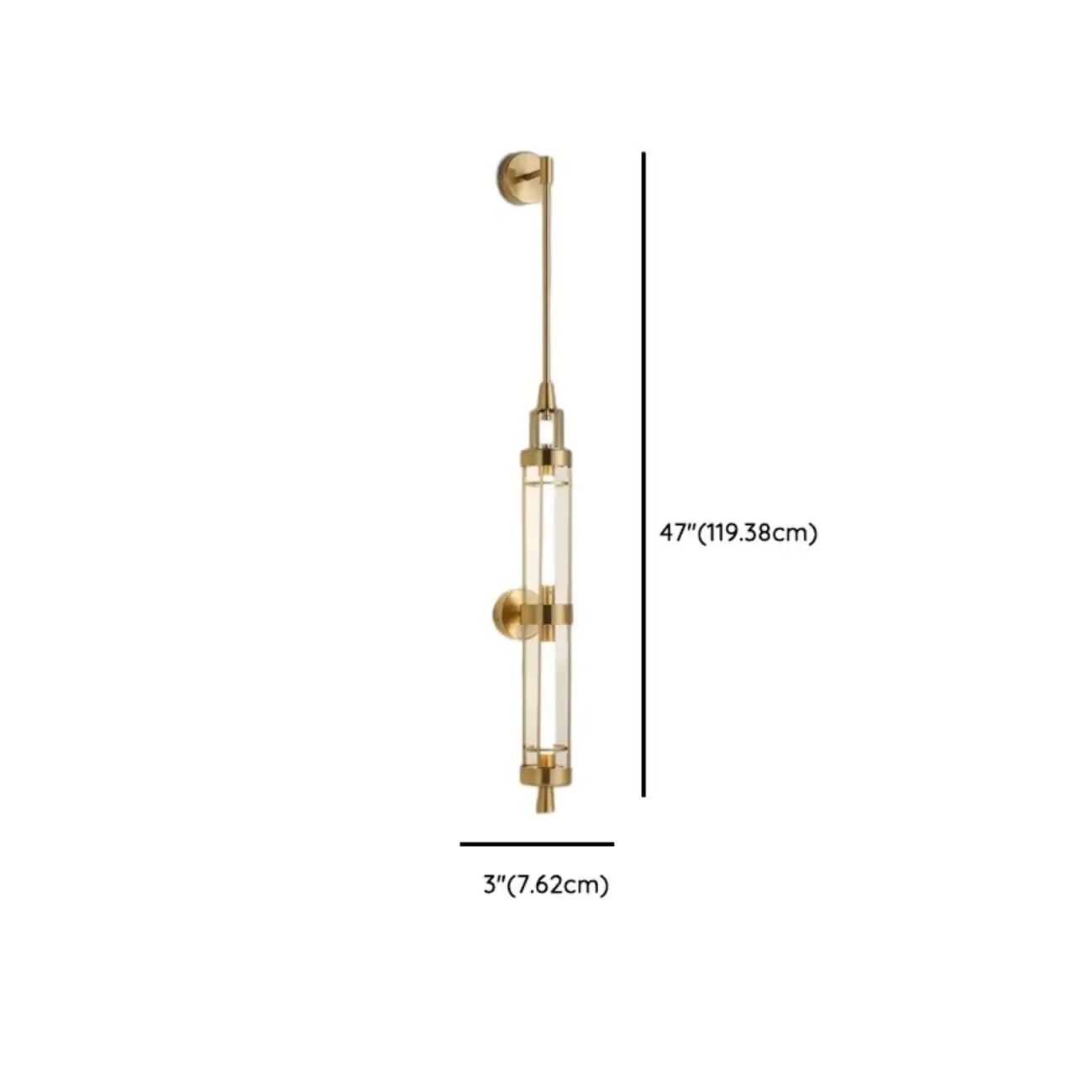 Gold Cylinder Wall Sconce Lamp with 2 LED Bulbs Warm Light