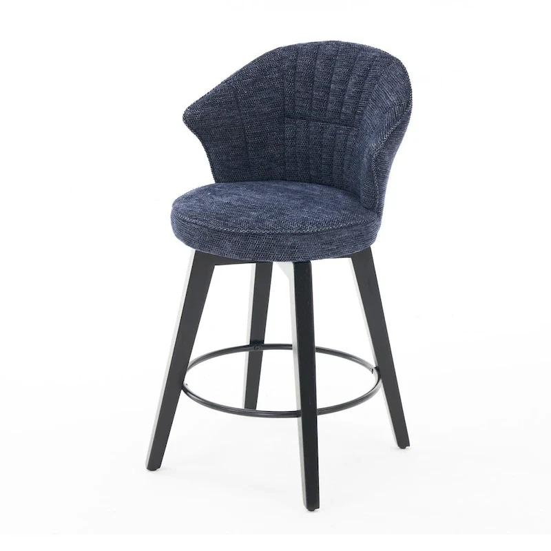 25-Inch Wing Back Swivel Counter Height Bar Stool with Chenille Upholstery