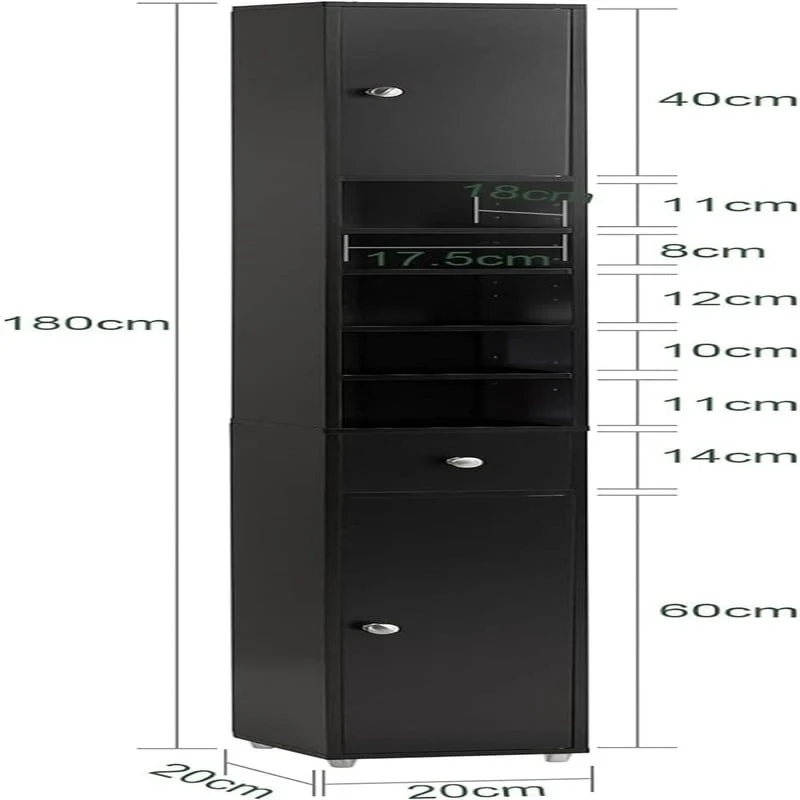 Black Bathroom Tall Cabinet - 7.87 D x 7.87 W x 70.87 H