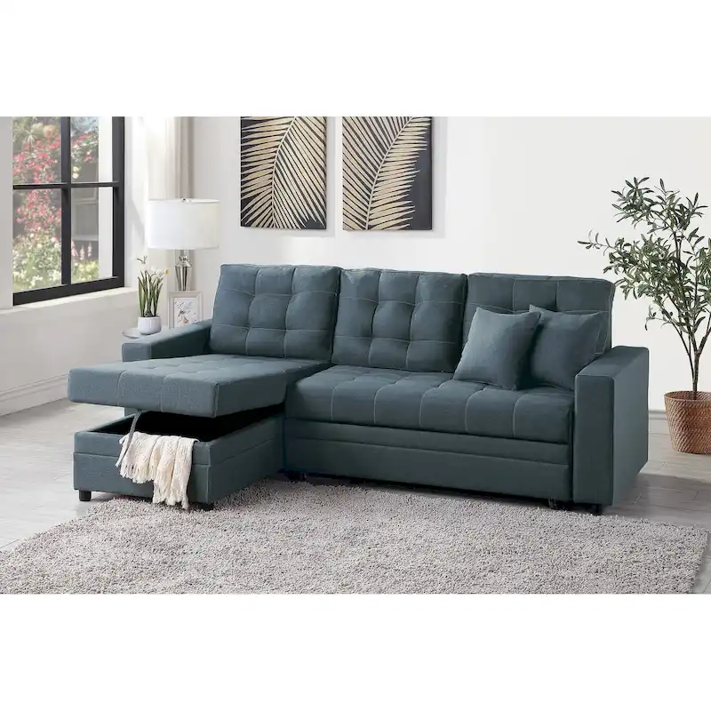 Poundex Reversible Convertible Sectional Sleeper with Storage
