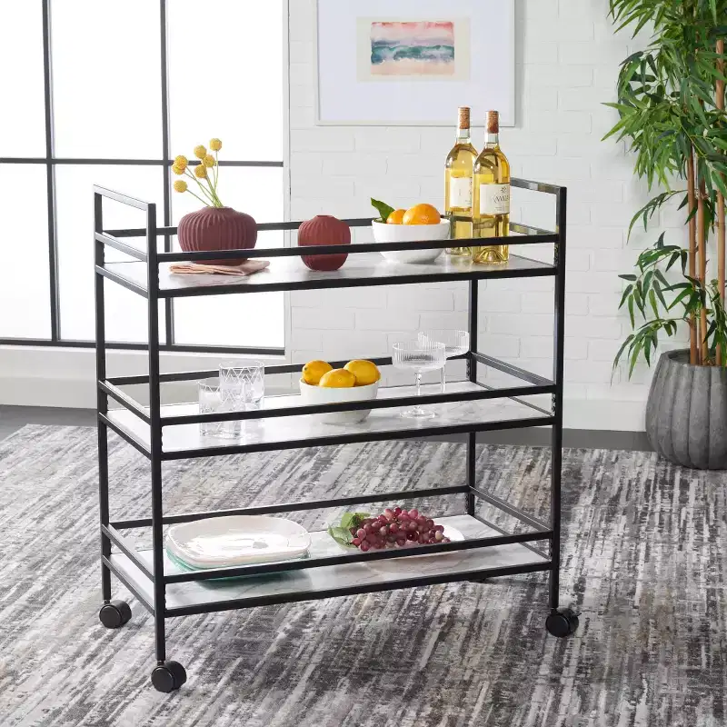 Idria 3 Tier Bar Cart - BCT8010 - Safavieh