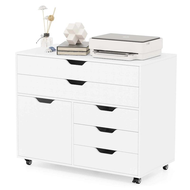 Costway 5-Drawer File Cabinet Mobile Chest of Drawers with Side - See Details