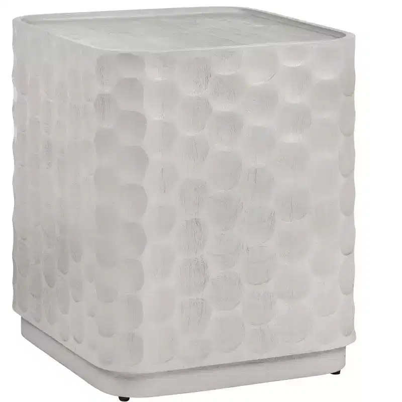 Crestview Collection Square White Solid Wood Accent_End Table