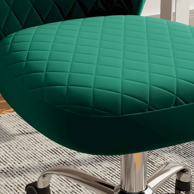 Blue/Grey/Pink/Beige Velvet Armless Swivel Office Chair, 1-Person