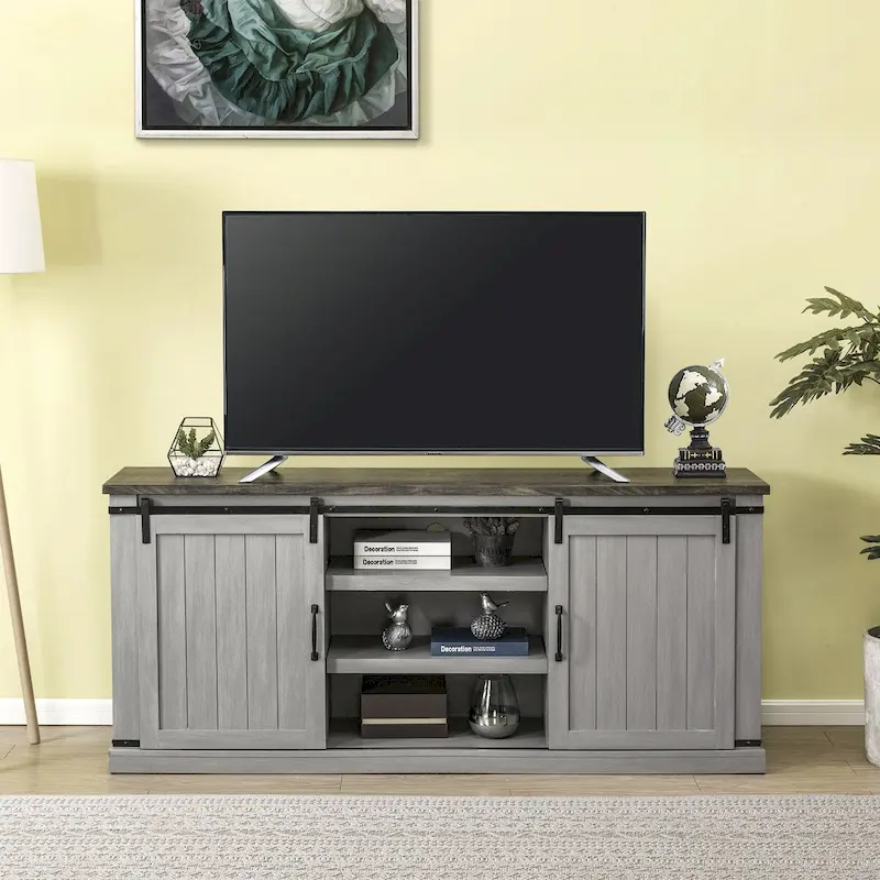 68 inch Rustic Barn Door TV Stand for TVs up to 75 Inches