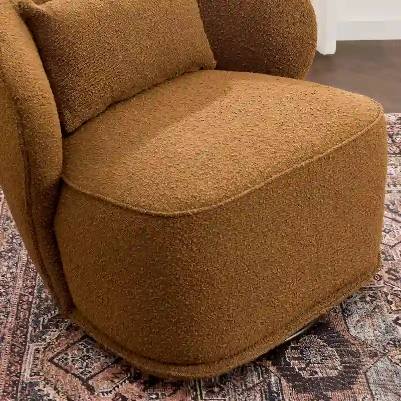 KINWELL 33 Wide Sherpa Boucle Upholstered Swivel Accent Chair