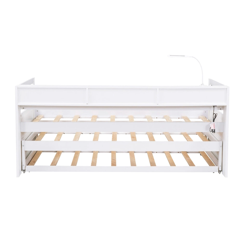 Twin XL Wood Daybed with 2 Trundles and USB Charging Design