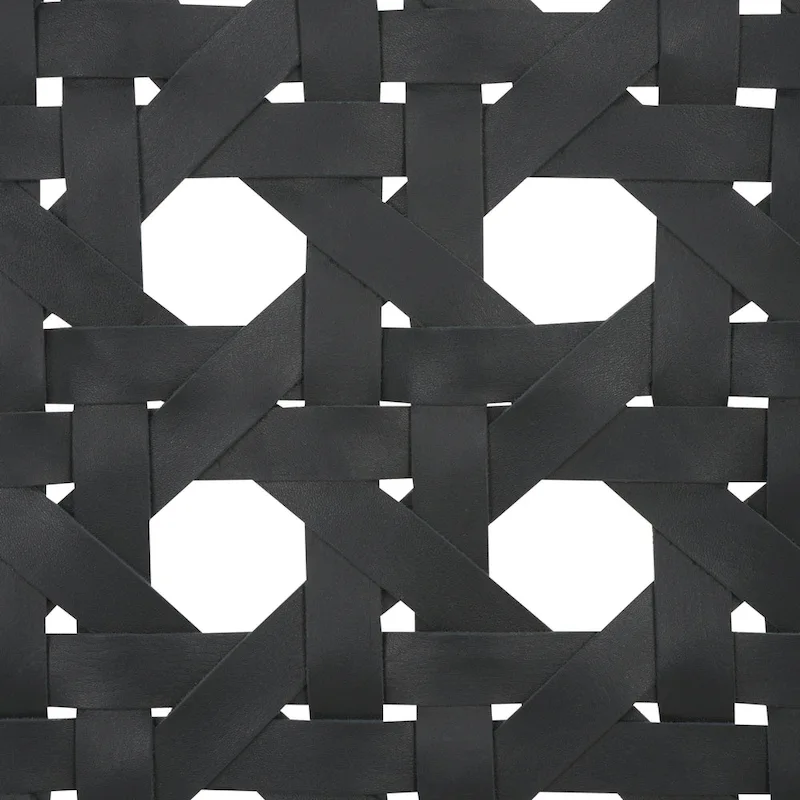 SAFAVIEH Birtie Woven Leather & Solid Wood Accent Chair (Fully Assembled) - W25 x D22 x H22 - 25Wx22Dx22H