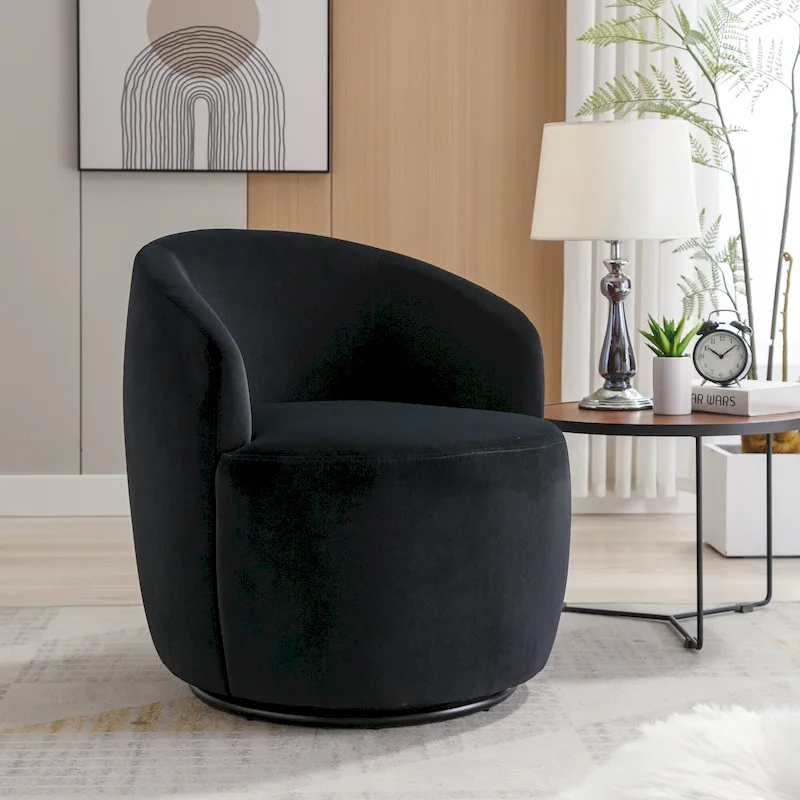 25.6 Swivel Barrel Chair with Black Coating
