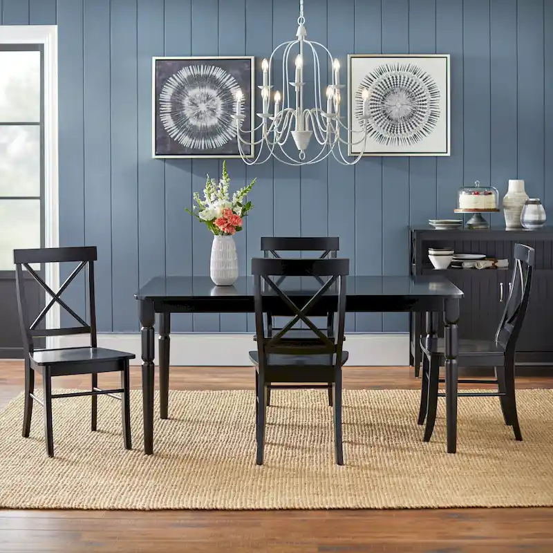 Mid-Century Rubberwood Dining Chair with Faux Leather Seat – Chestnut Wire-Brush