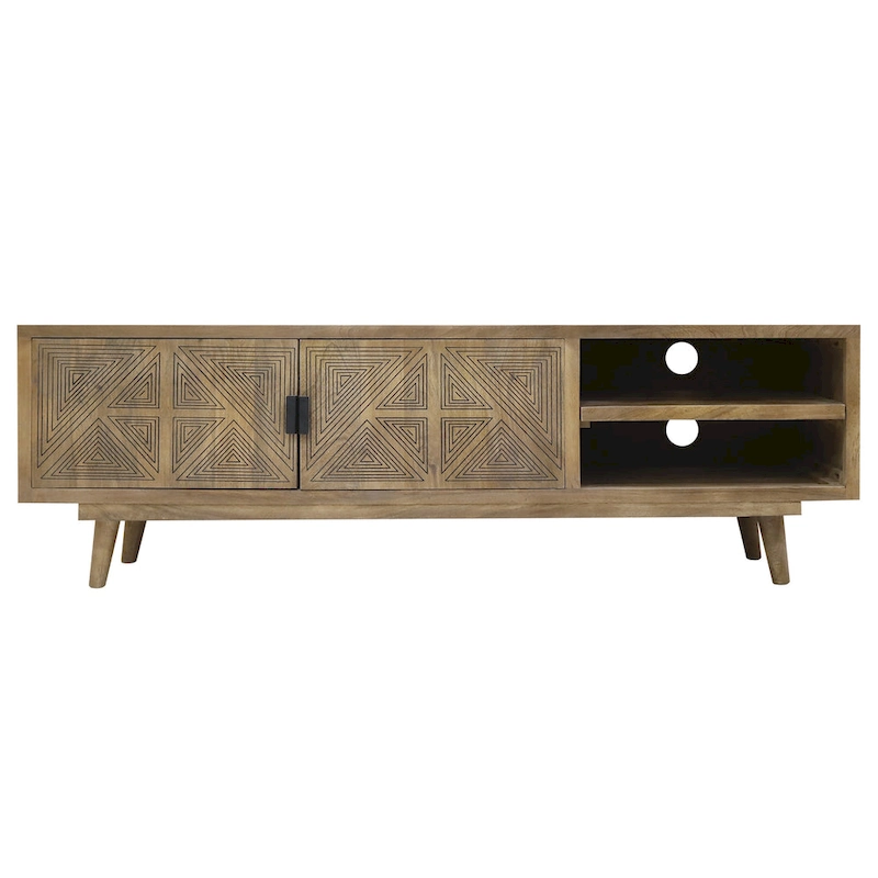 Bidi Mid-Century Modern 56-inch Wood 2-Open Shelf TV Stand by Furniture of America
